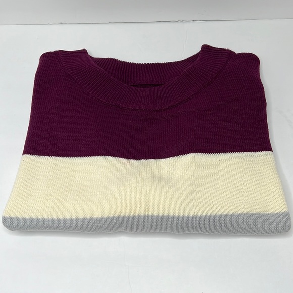 Lucky brand stripe color block multicolor crew neck knit pullover sweater - Picture 2 of 8